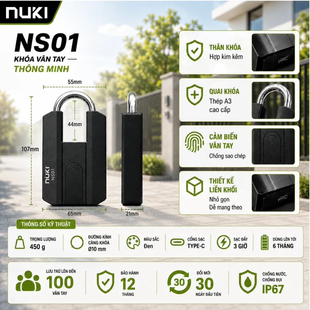 Ổ Khóa móc vân tay NUKI NS01 thumb 4